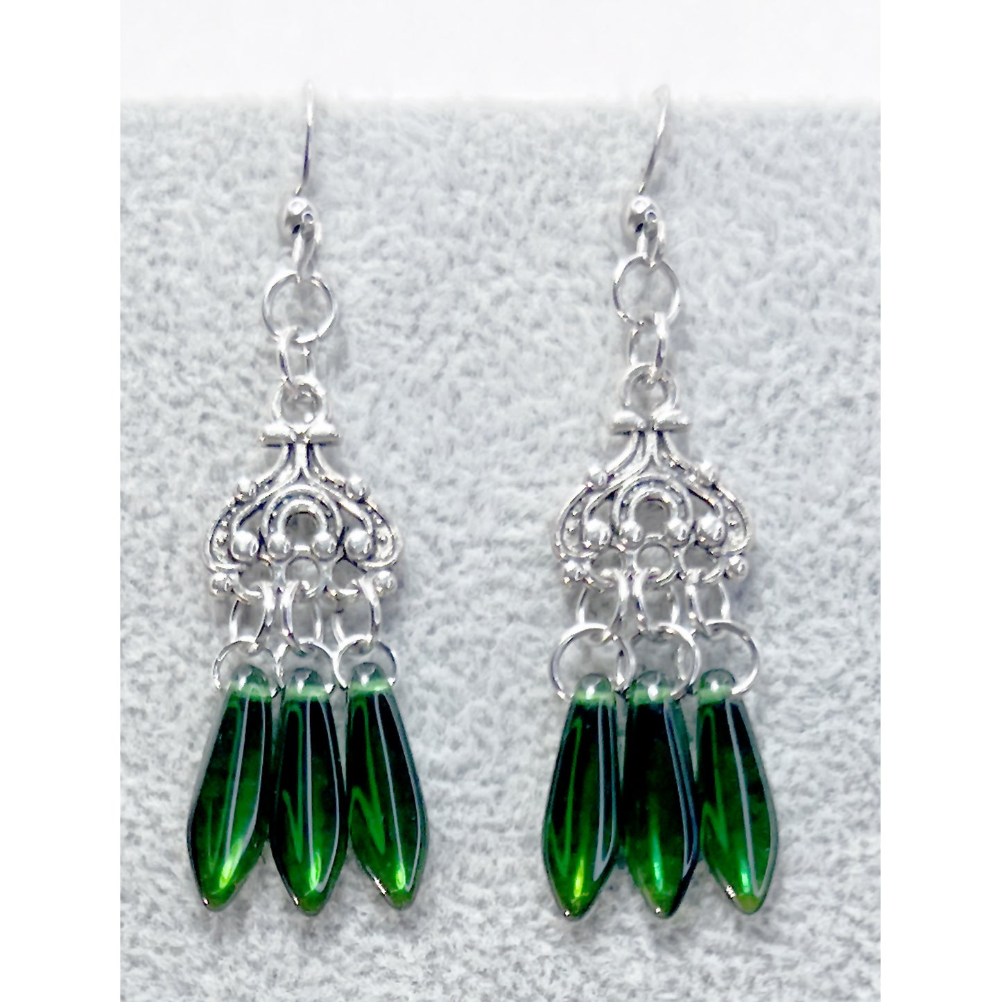 Czech Glass Chandelier Earrings in Various Colors