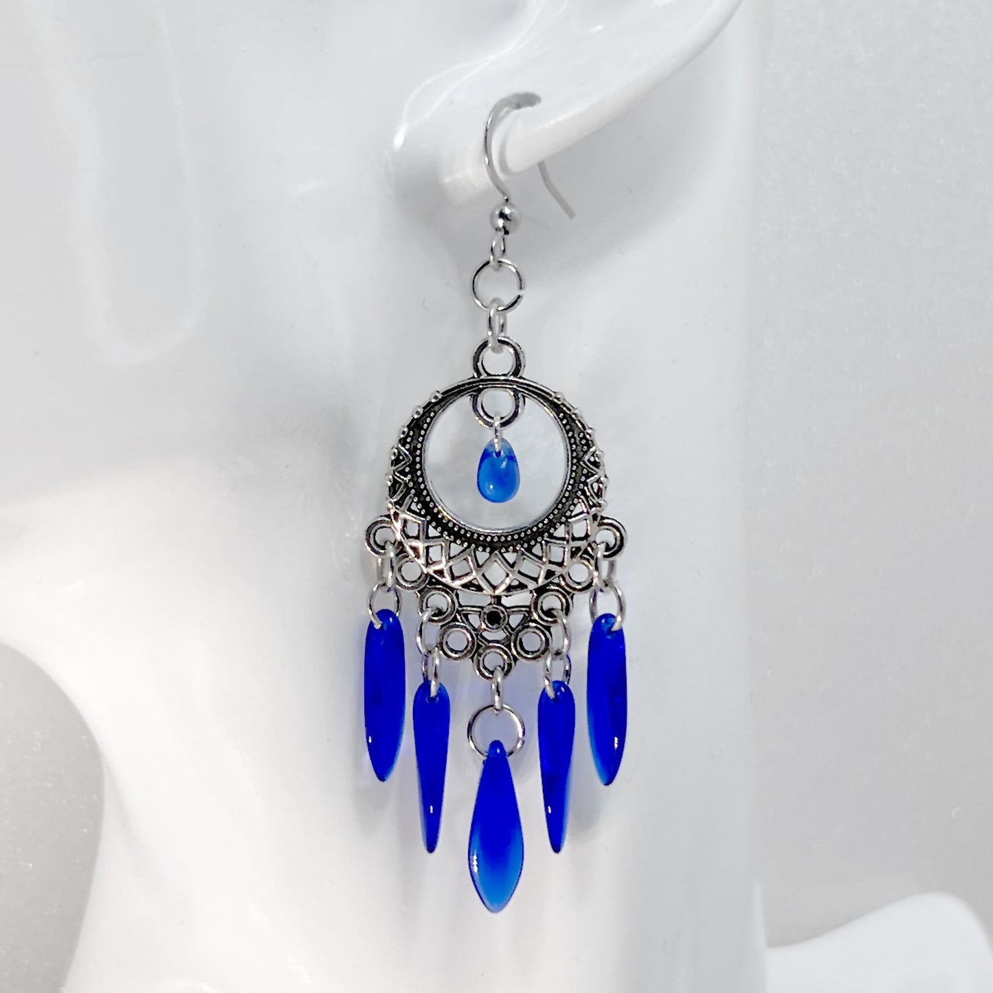 Czech Glass Chandelier Earrings in Various Colors