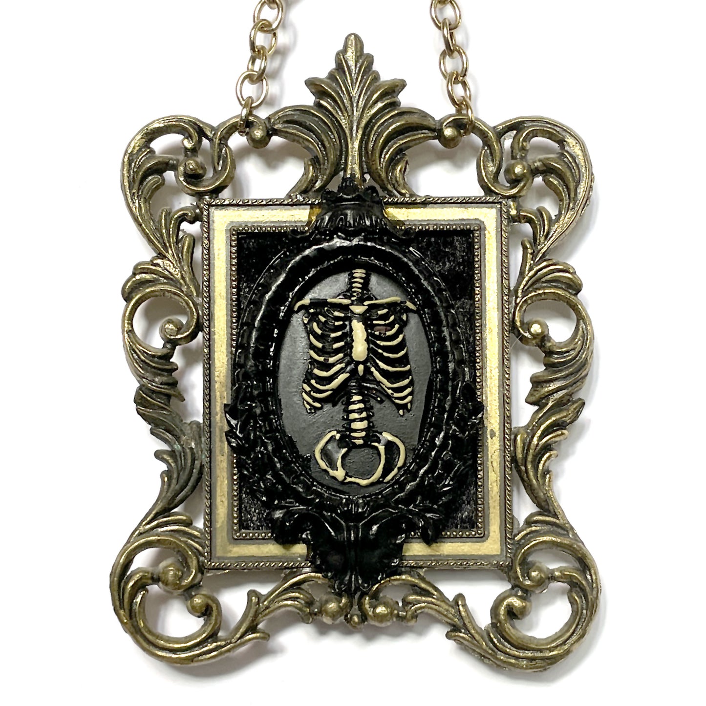 Skeleton Torso Square Antique Framed Gothic Home Deco