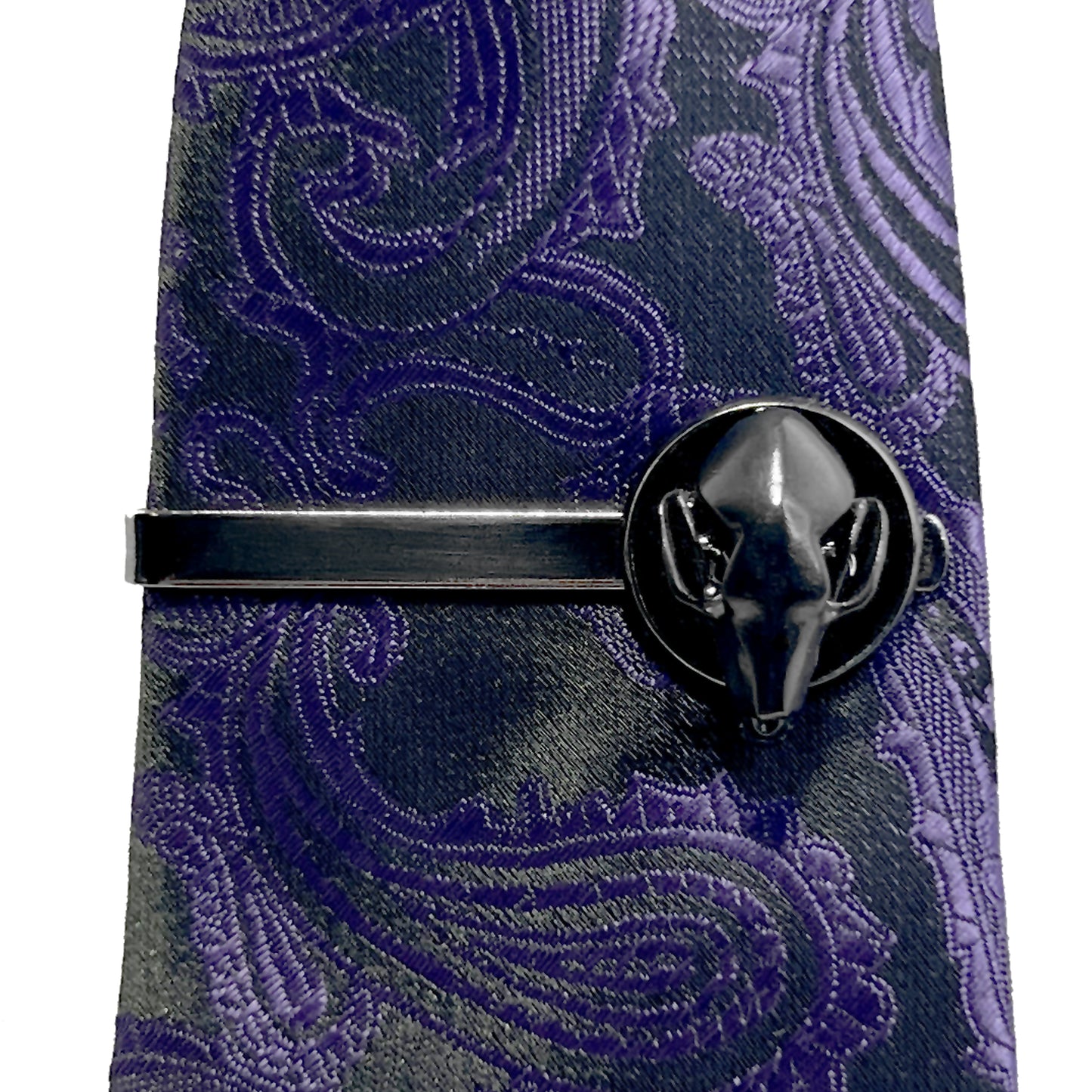 Gunmetal Bat Skull Tie Clip