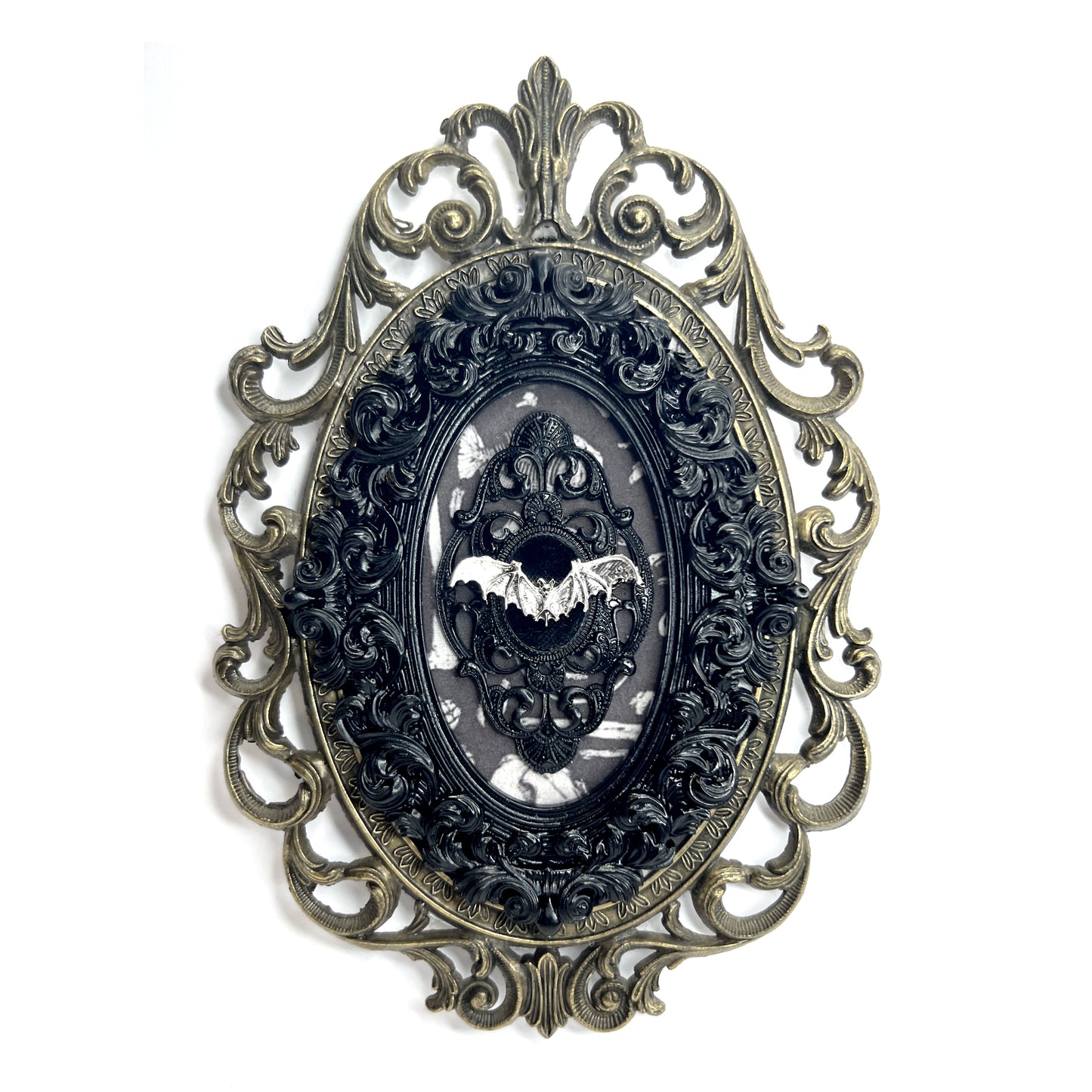 Silver Flying Bat Antique Framed Gothic Home Deco
