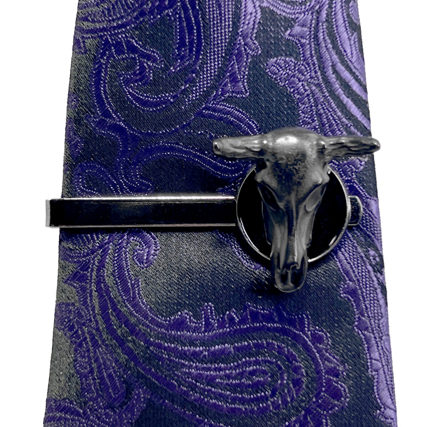Gunmetal Bull Skull Tie Clip