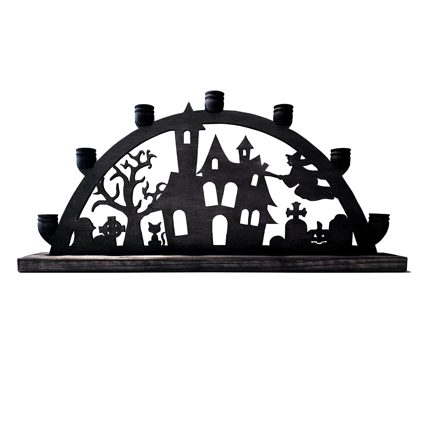 Black Wood Haunted House Schwibbogen