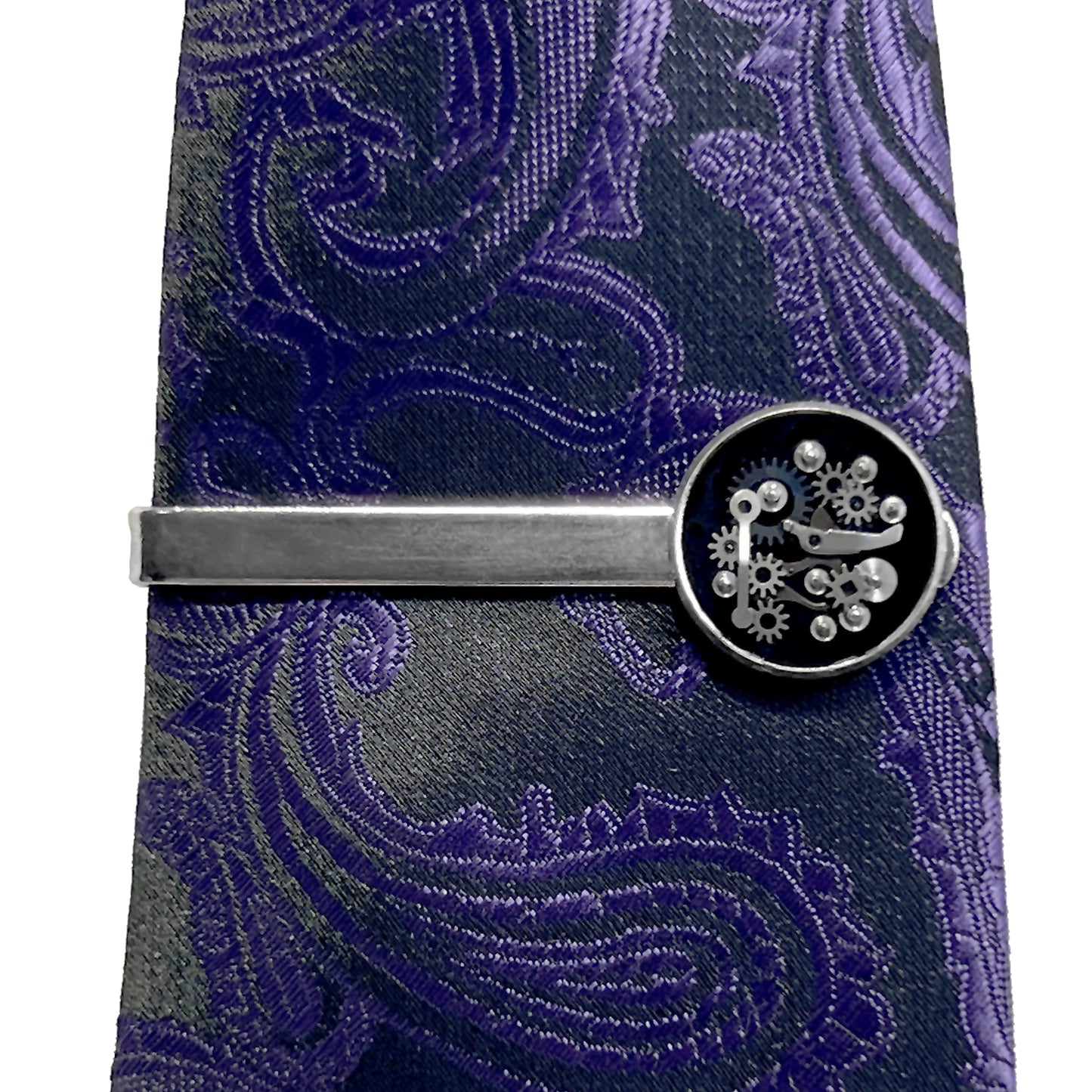 Steampunk Silver Watch Gears Tie Clip