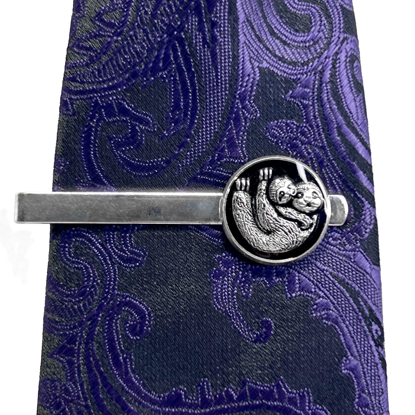 Silver Sloth Tie Clip