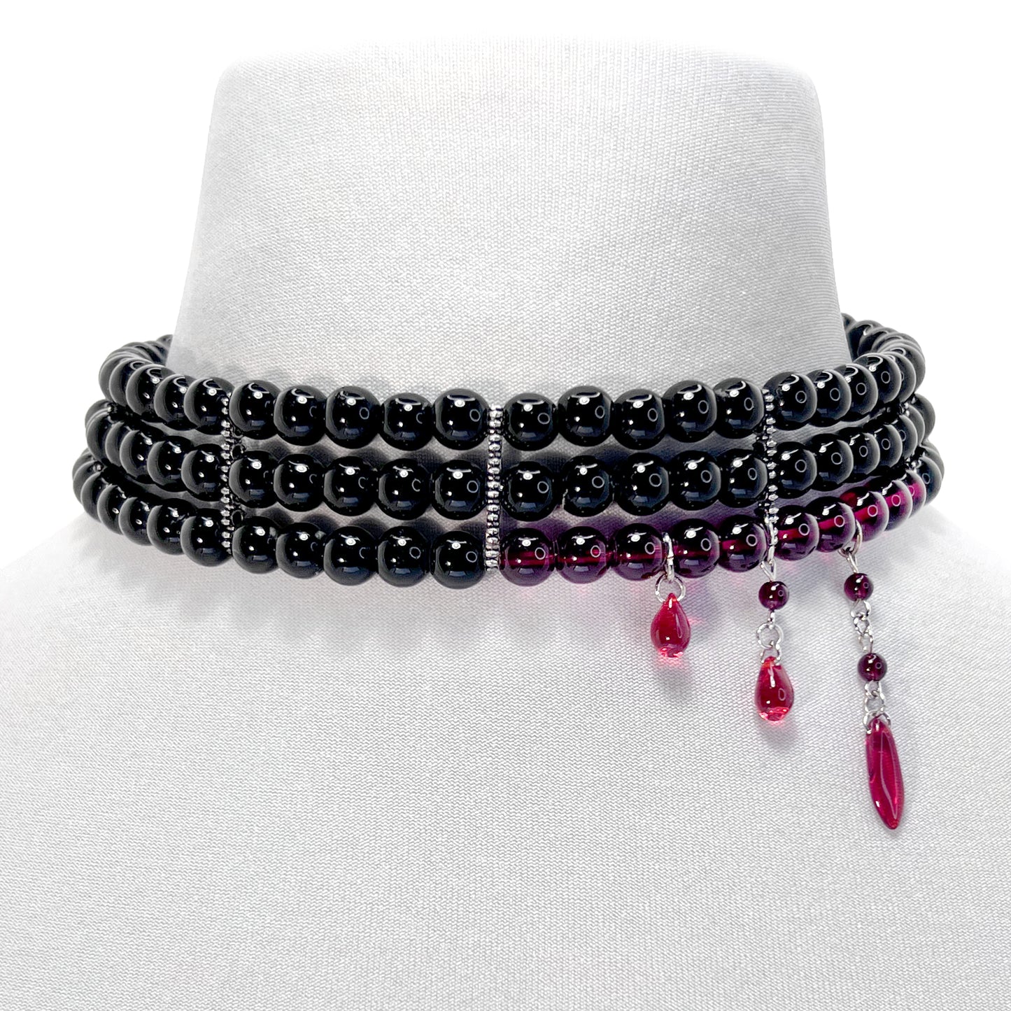Black and Blood Red Drops Gothic Choker Necklace
