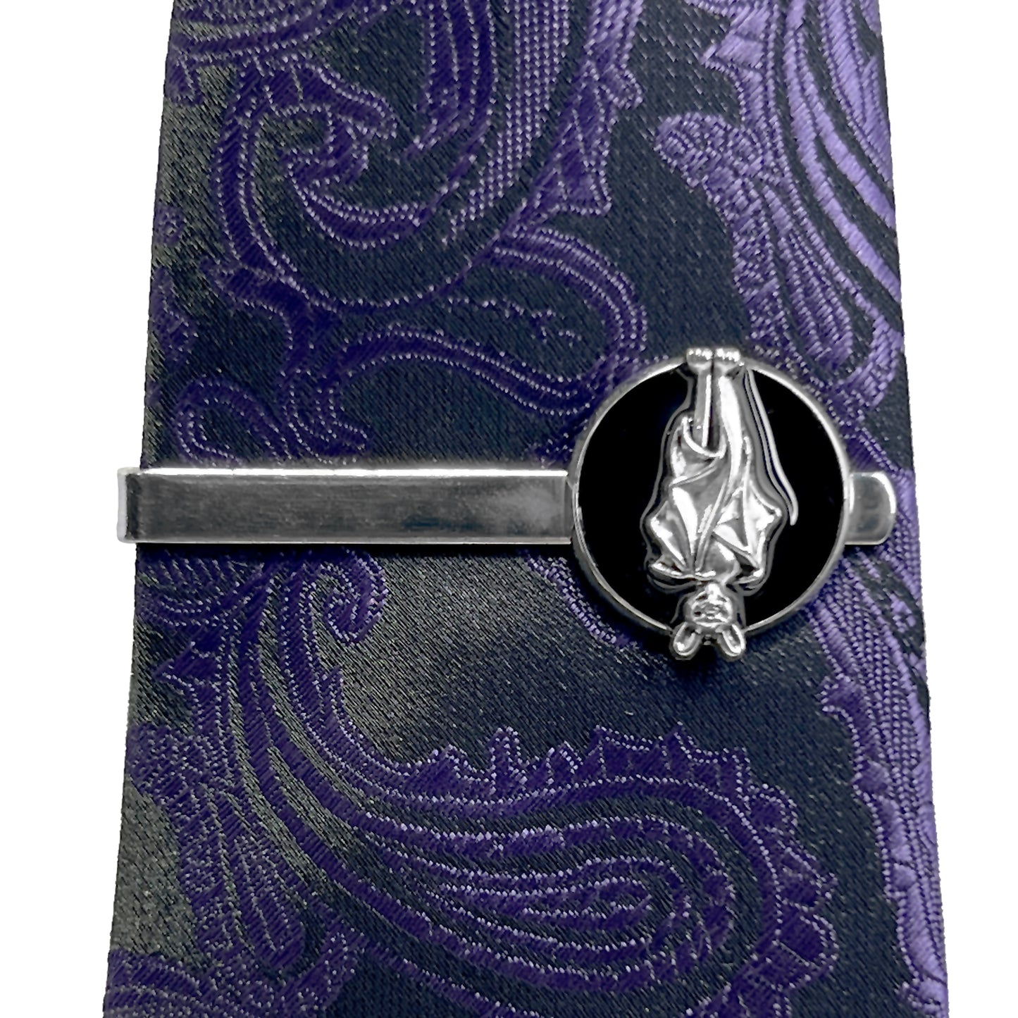 Silver Hanging Bat Tie Clip