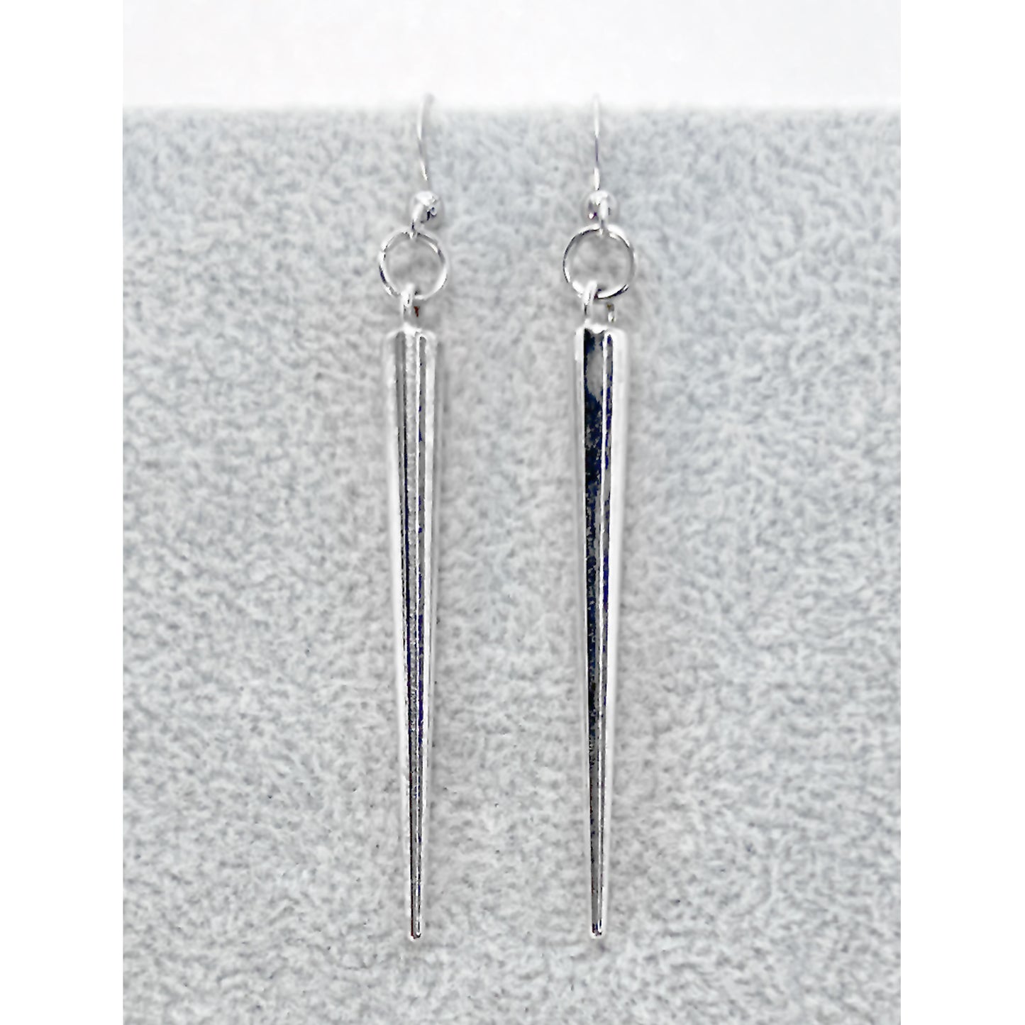 Long Silver Metal Spike Earrings