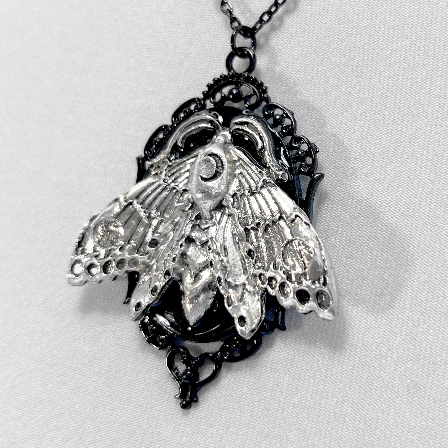 Large Luna Moth on Black Necklace