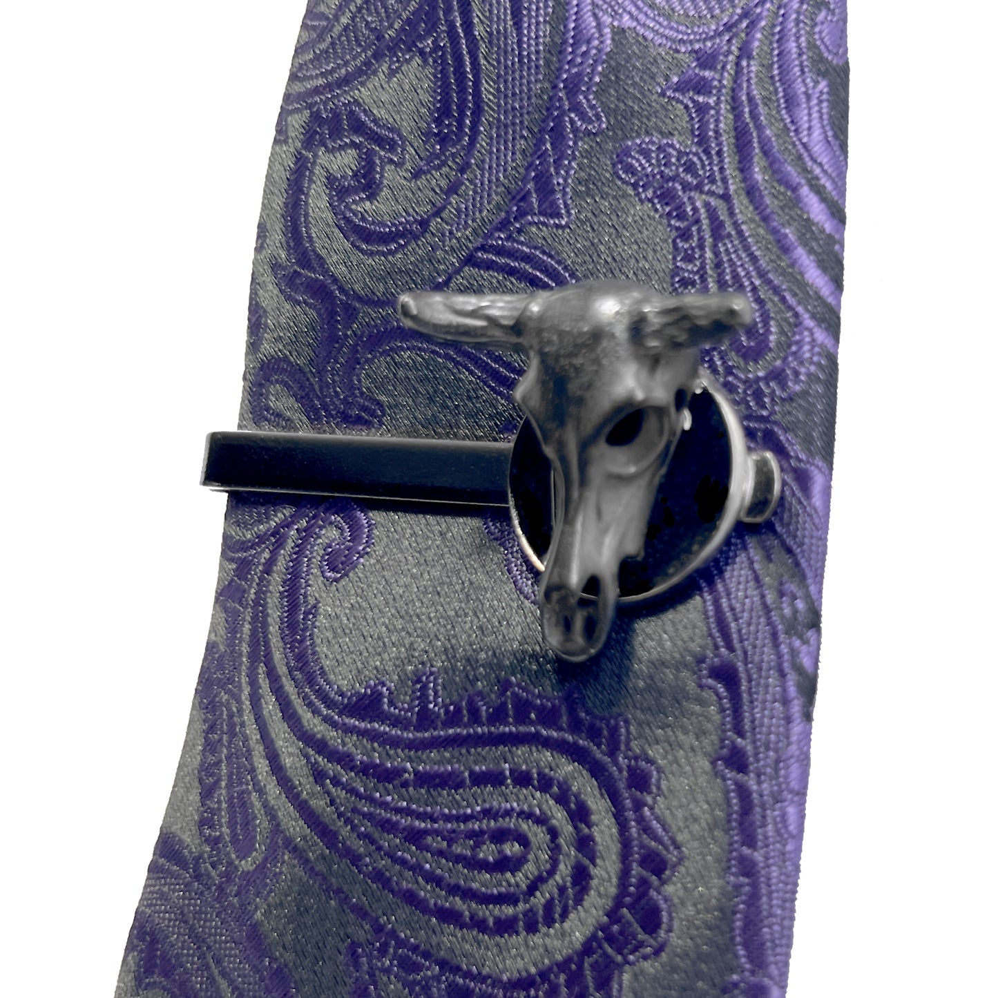Gunmetal Bull Skull Tie Clip