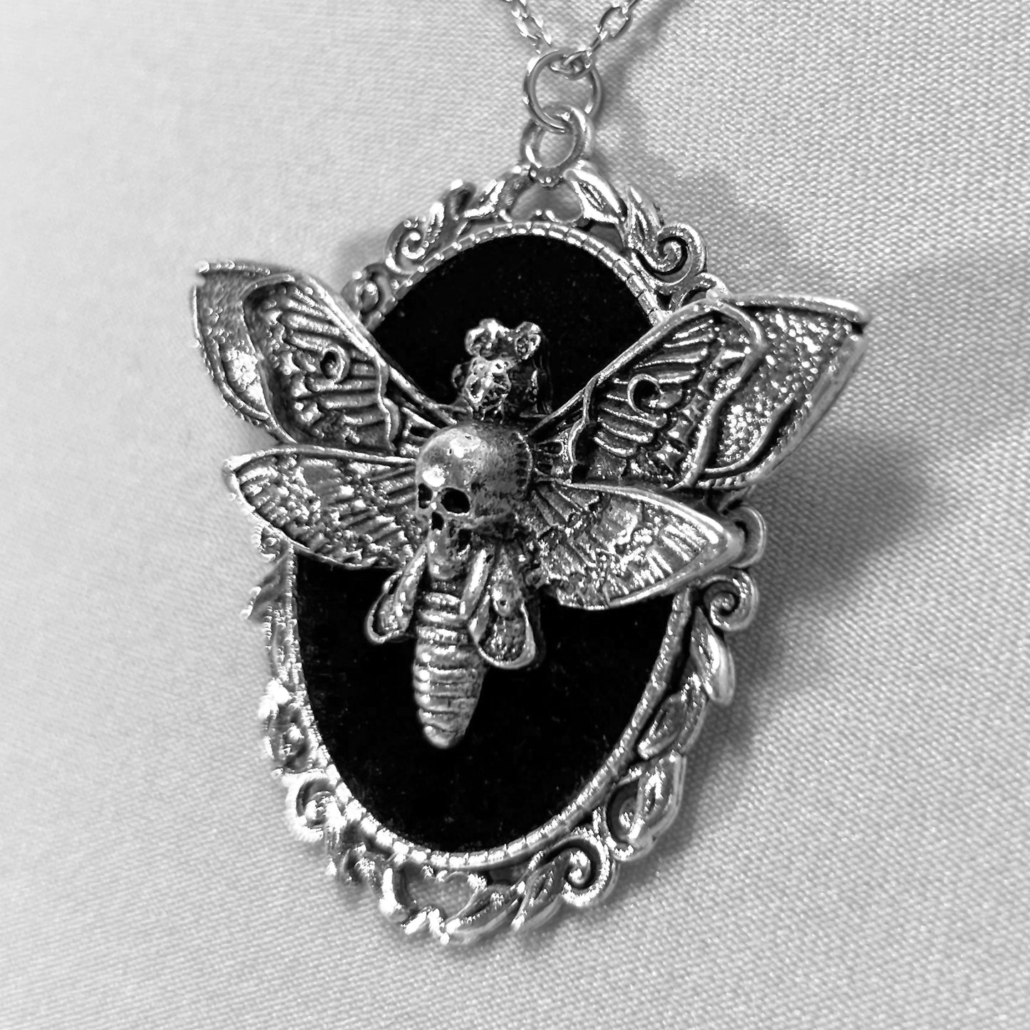 Large Luna Moth on Black Velvet Necklace