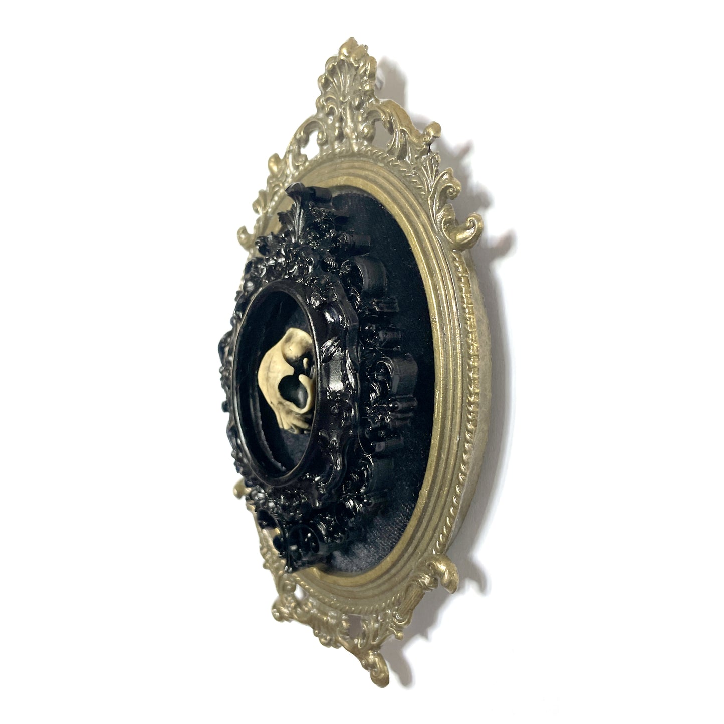 Small Cat Skull Antique Framed Gothic Home Deco