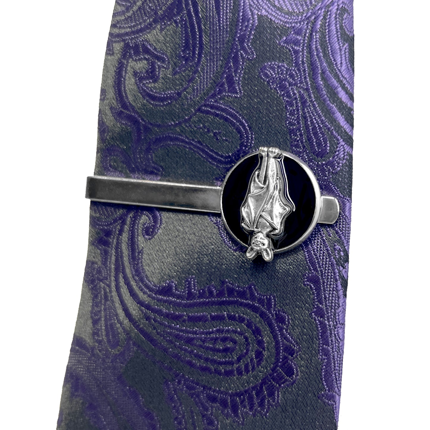 Silver Hanging Bat Tie Clip