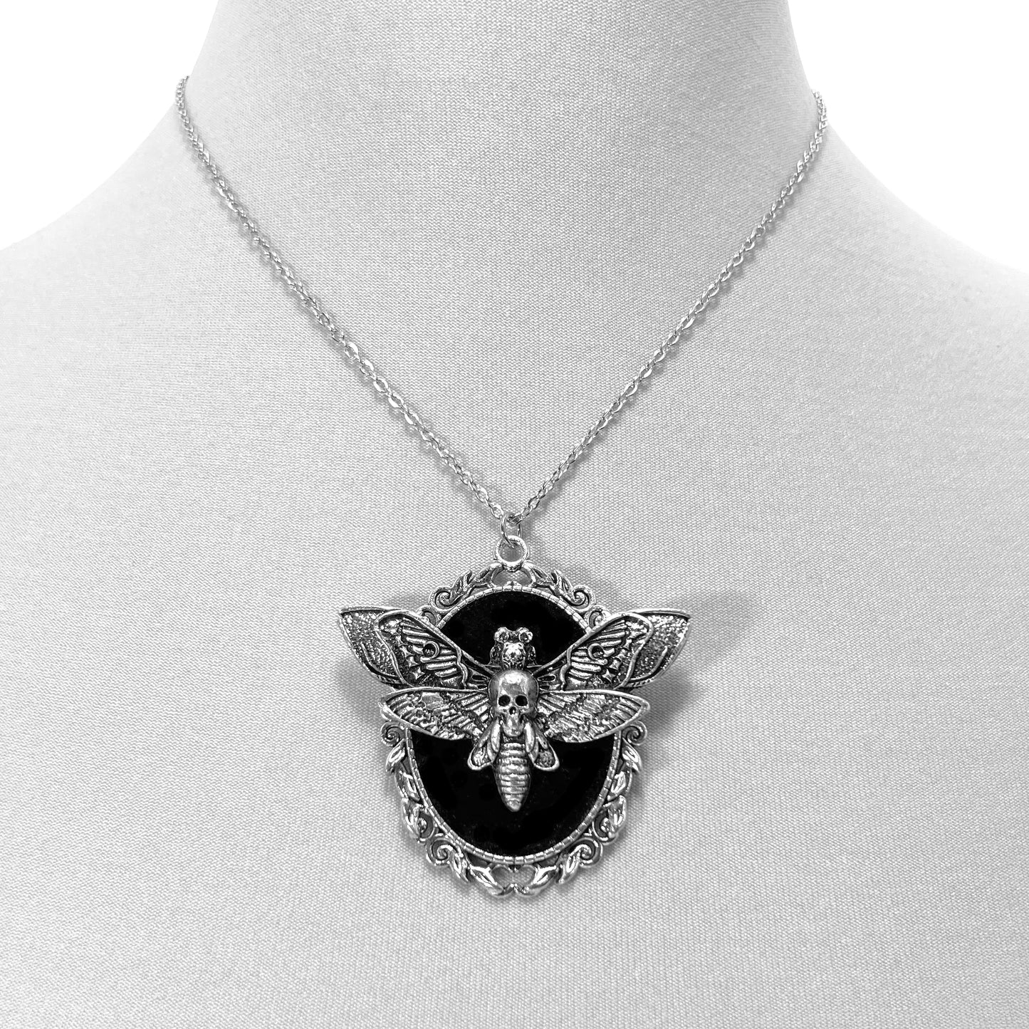 Large Luna Moth on Black Velvet Necklace