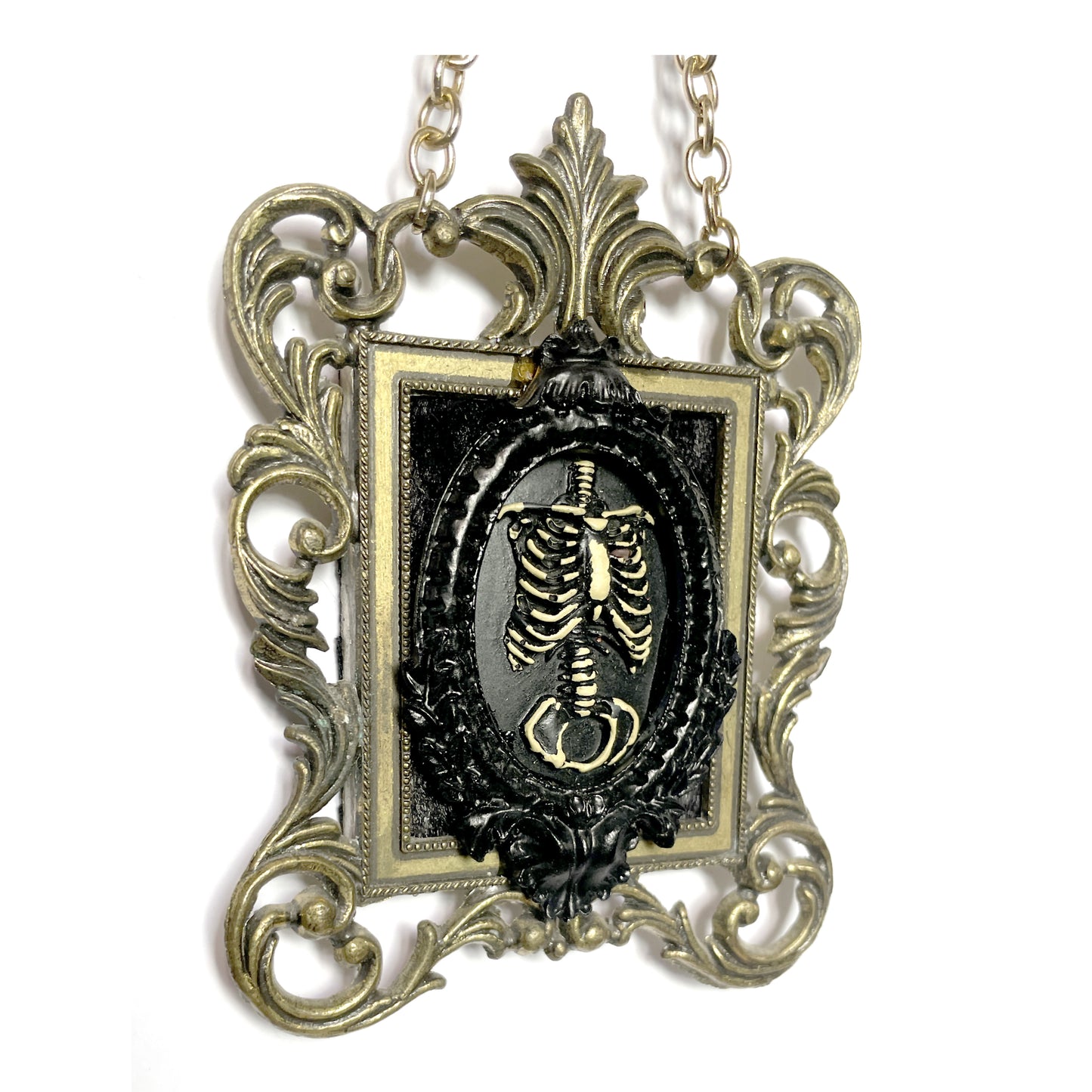Skeleton Torso Square Antique Framed Gothic Home Deco