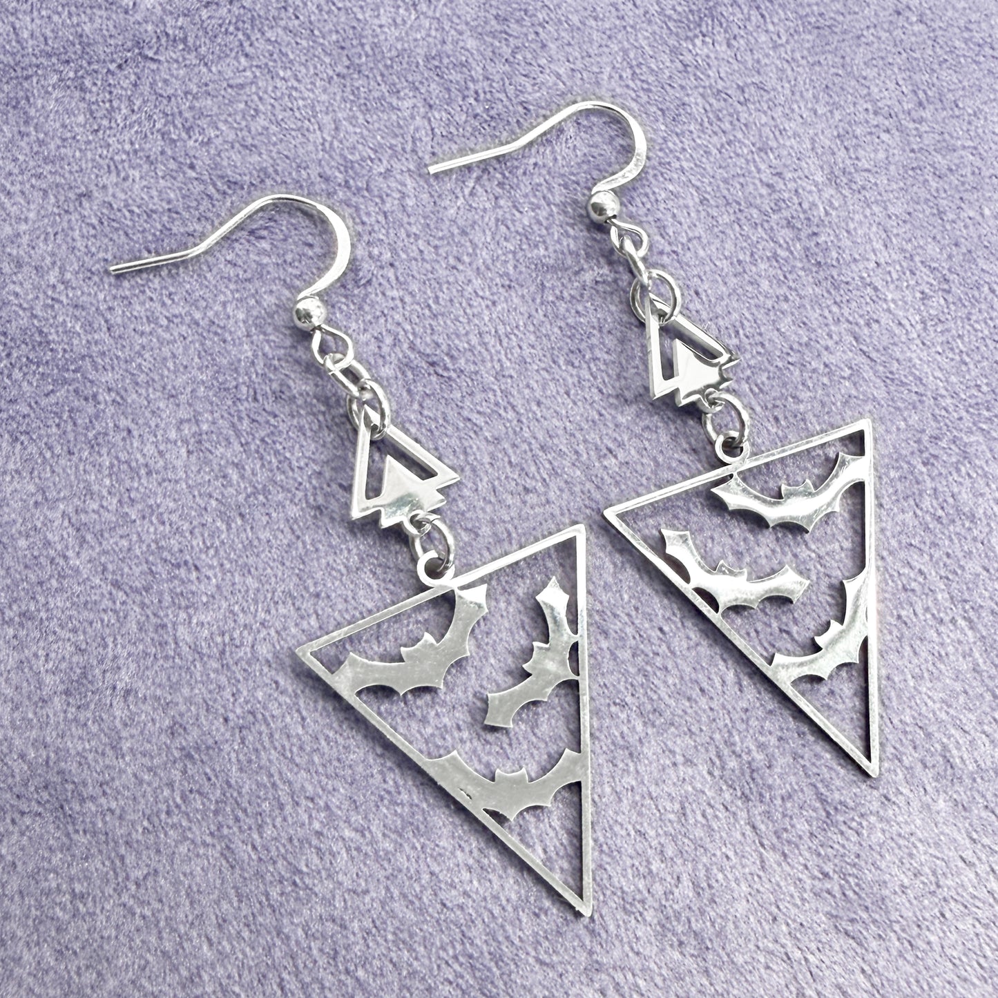 Flying Bats Triangle Earrings
