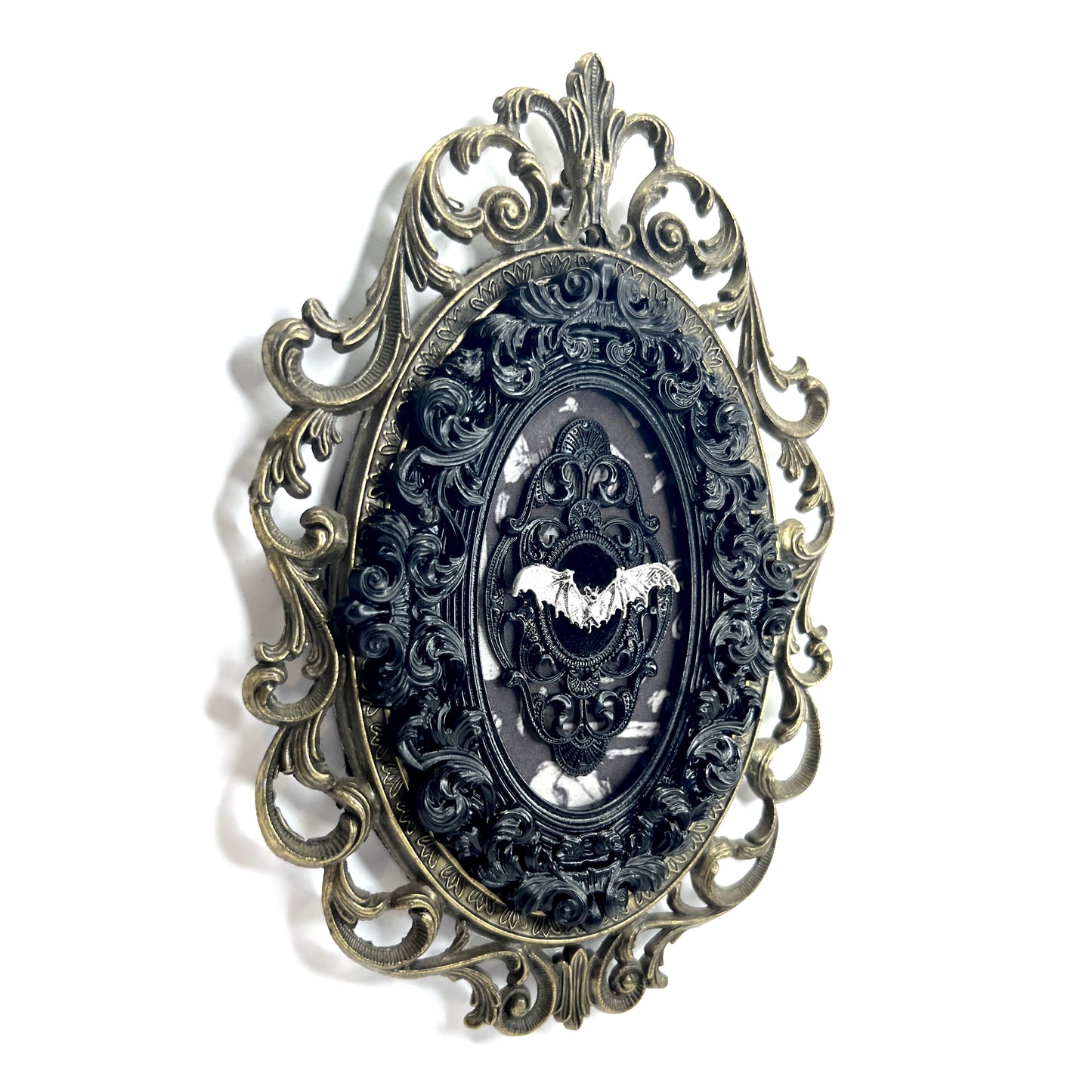Silver Flying Bat Antique Framed Gothic Home Deco