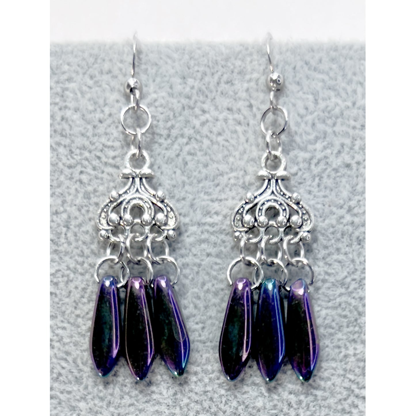 Czech Glass Chandelier Earrings in Various Colors