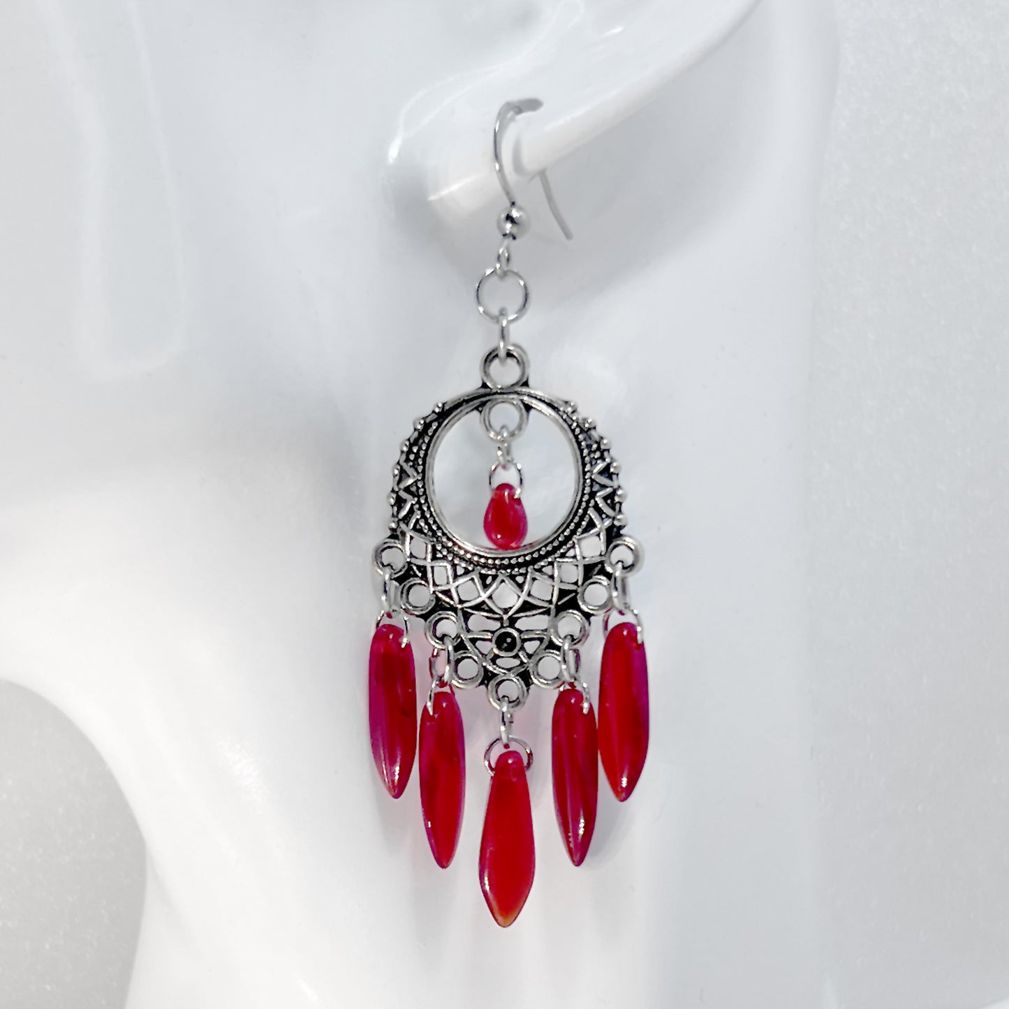 Czech Glass Chandelier Earrings in Various Colors