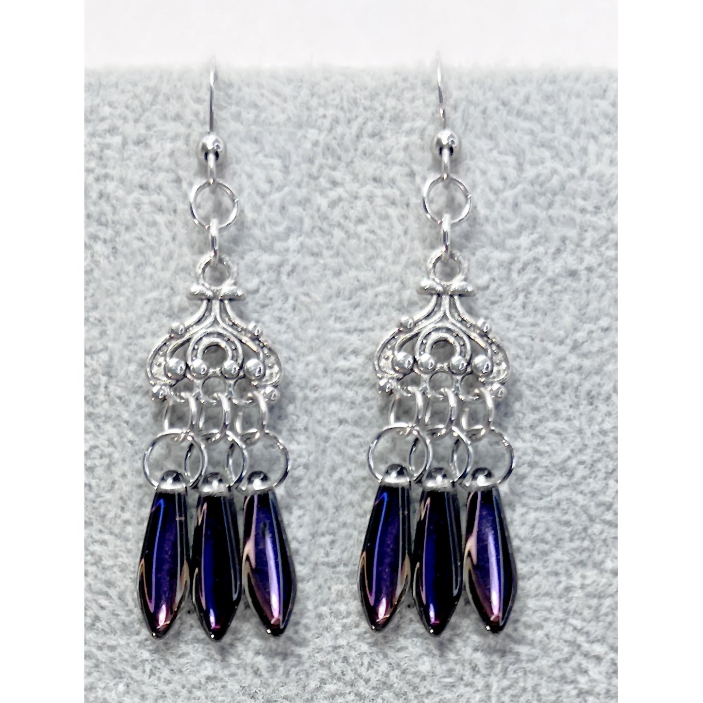 Czech Glass Chandelier Earrings in Various Colors