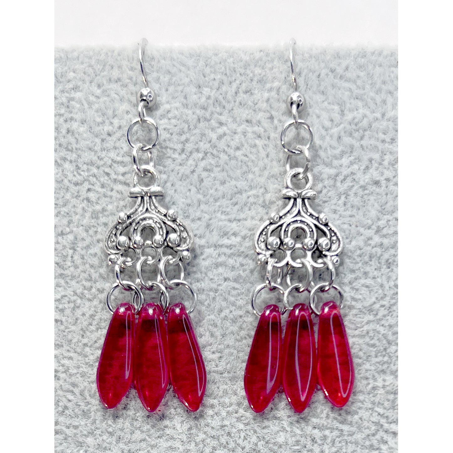 Czech Glass Chandelier Earrings in Various Colors
