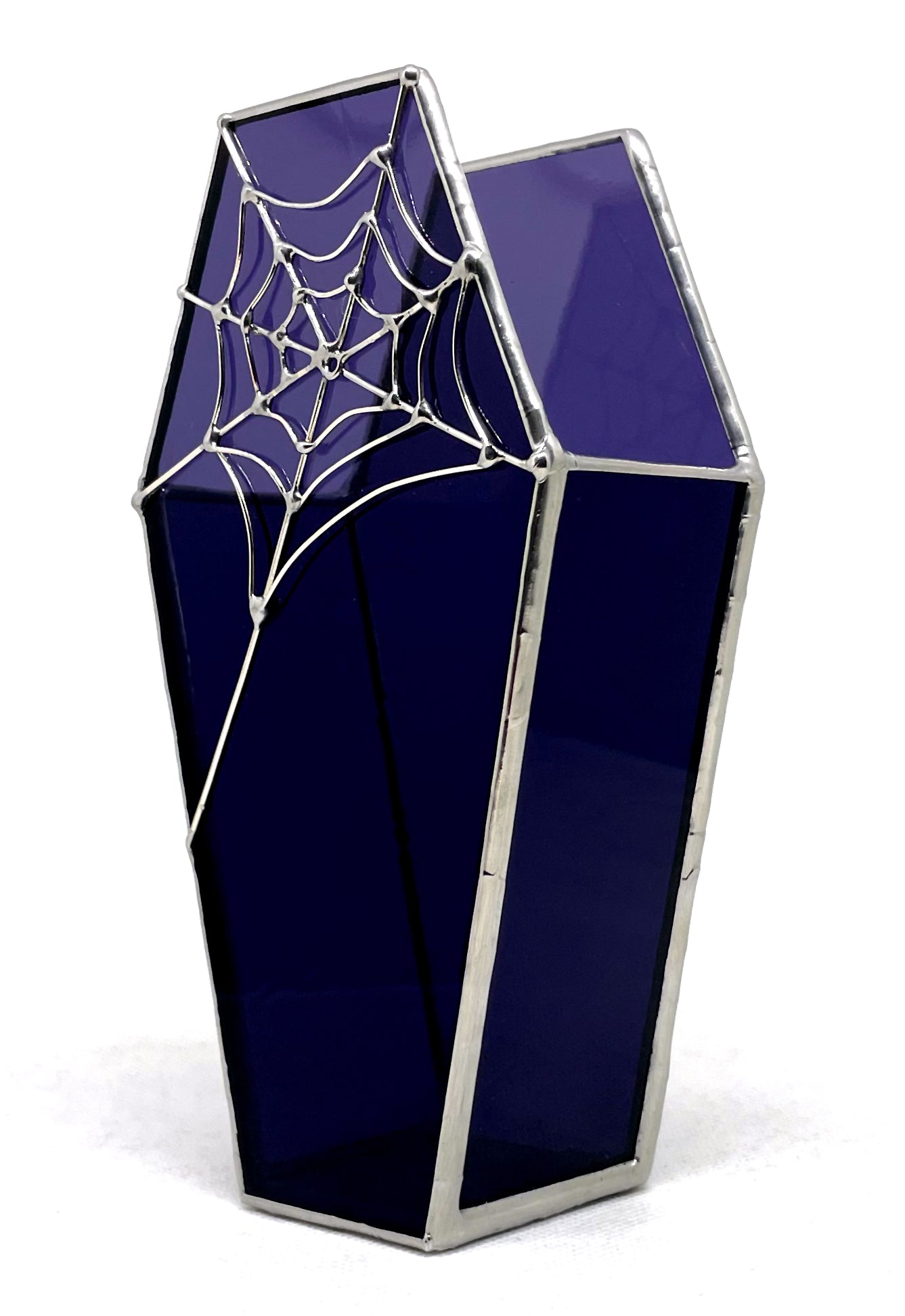 Custom Stained Glass Spiderweb Brush Holder