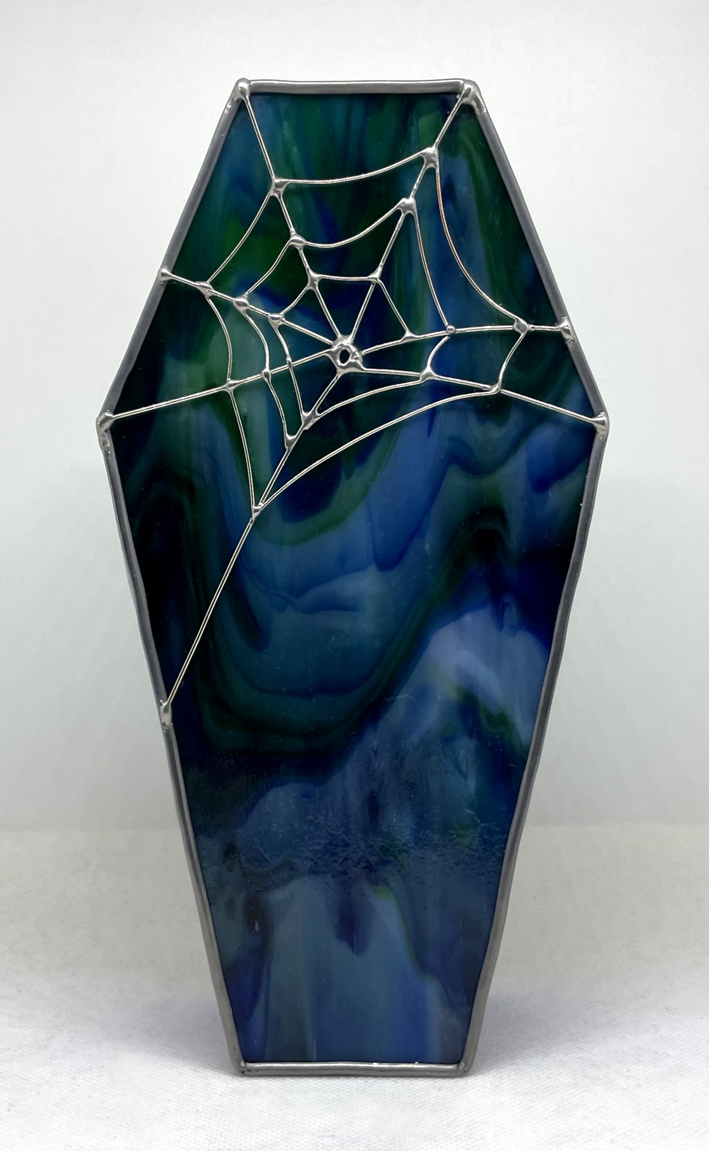 Custom Stained Glass Spiderweb Brush Holder