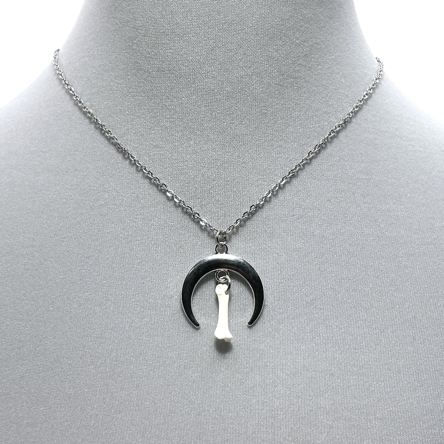 Silver Crescent Moon and Tiny Bone