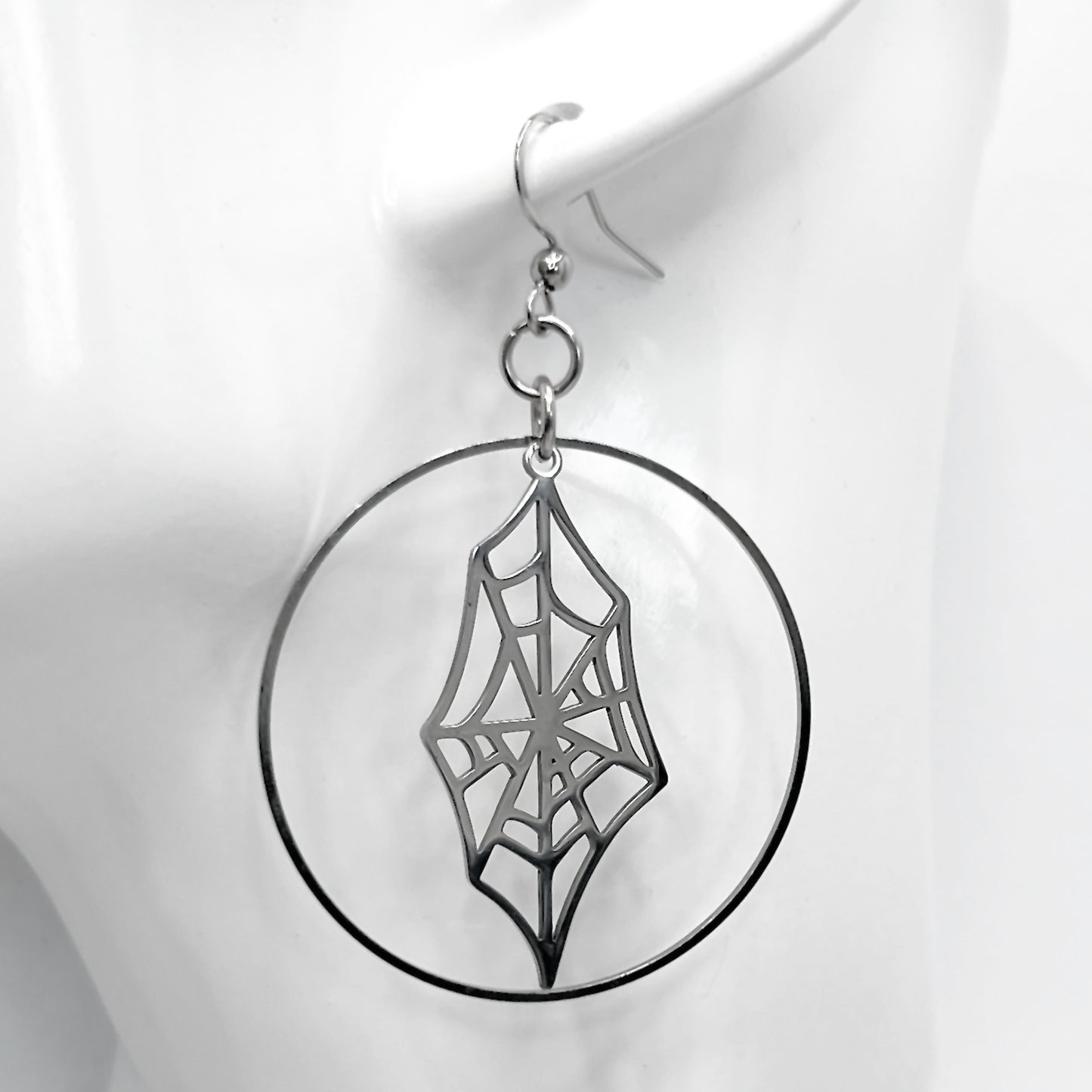 Spiderweb and Hoop Earrings