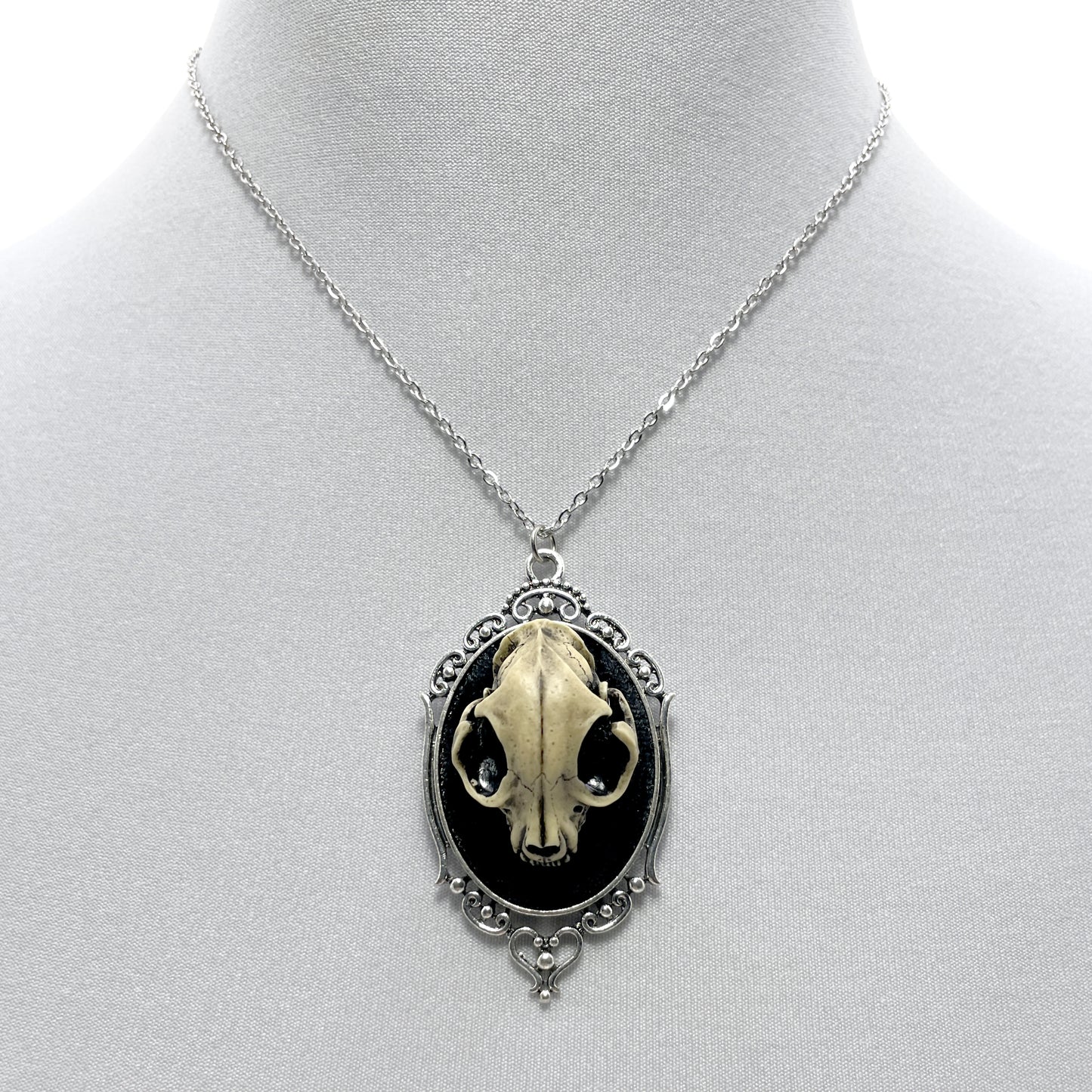 Resin Cat Skull Necklace