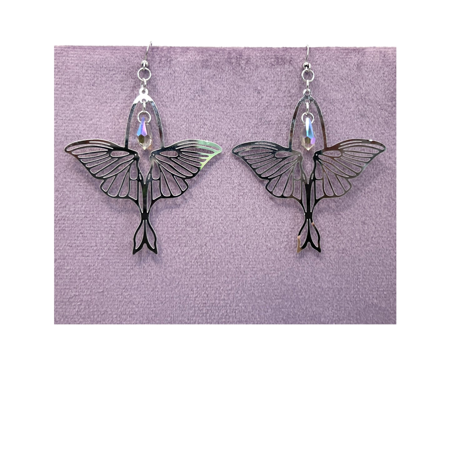 Large Moth and Bead Earrings