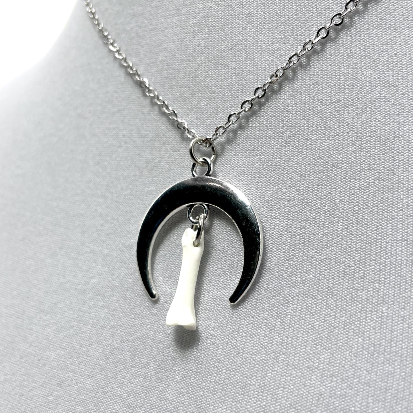 Silver Crescent Moon and Tiny Bone