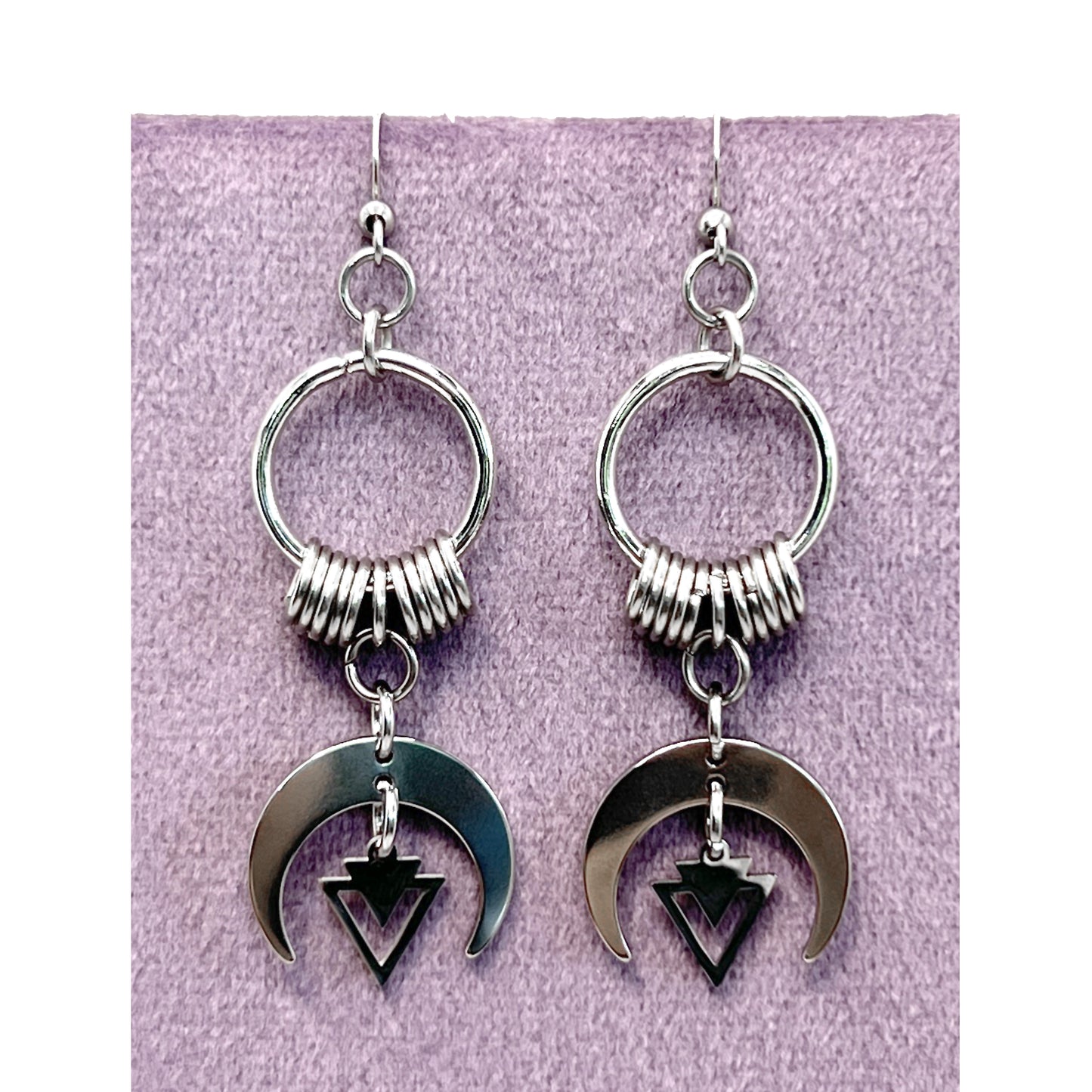 Ring and Crescent Moon Earrings
