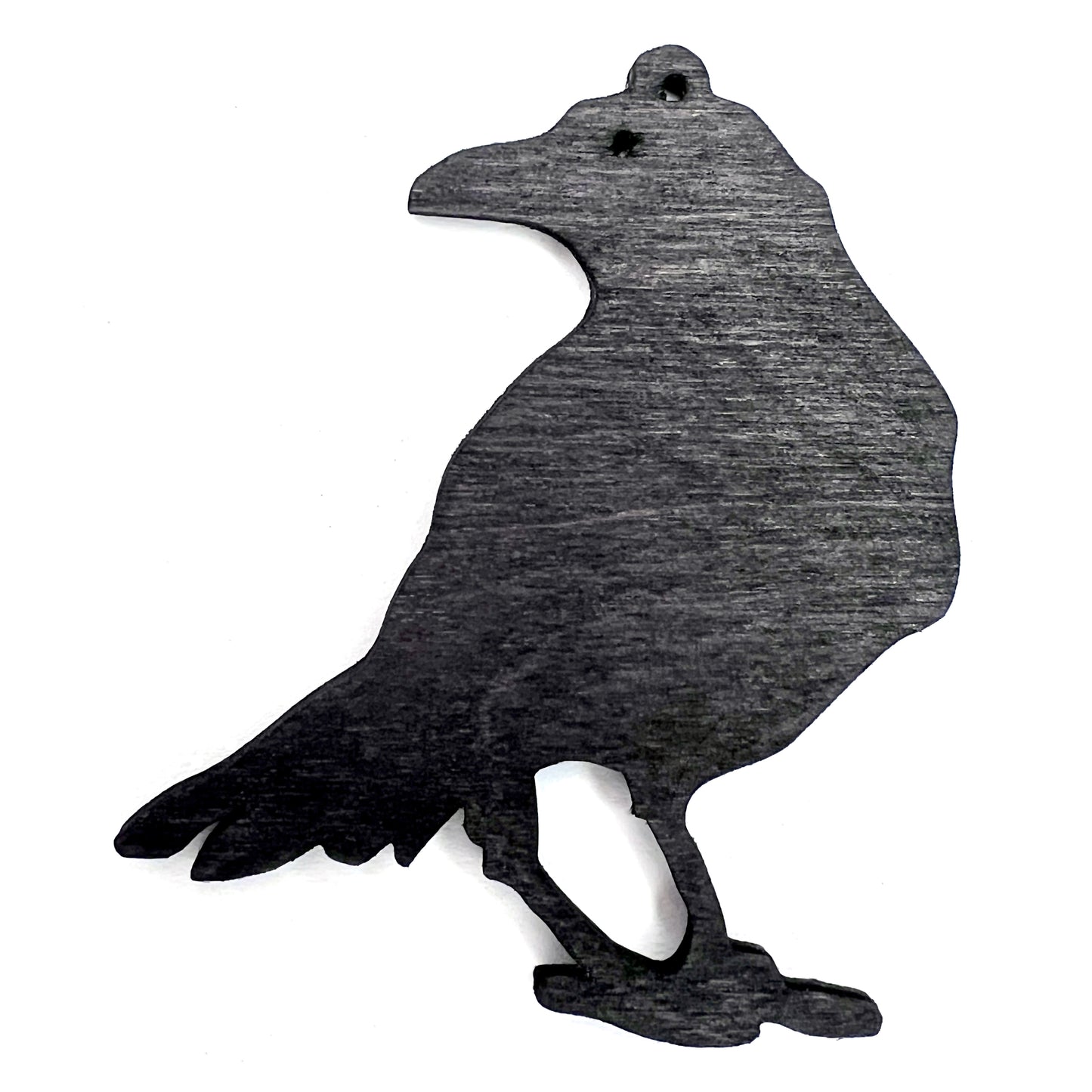 Raven Christmas / Holiday Tree Ornament - Black Stained Wood