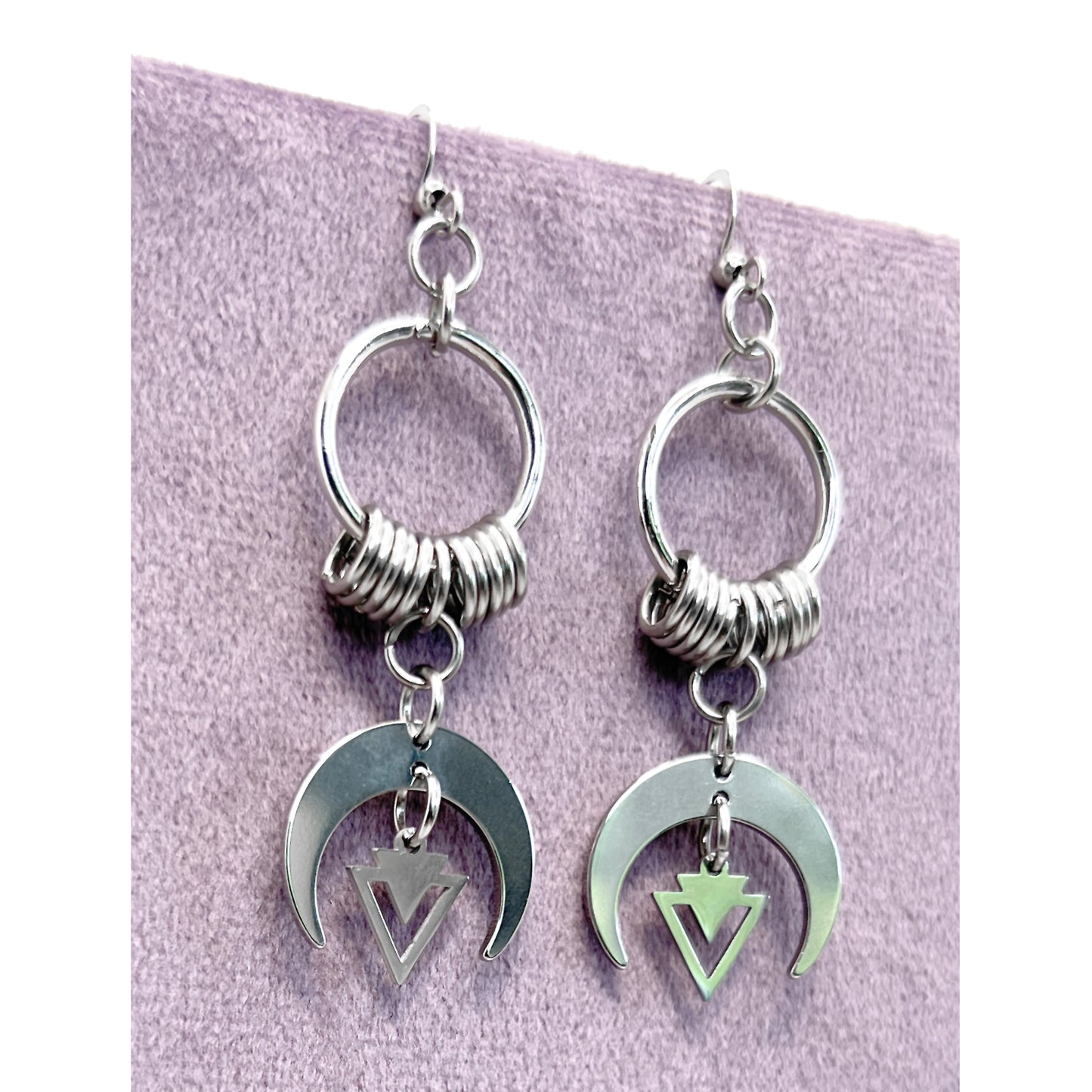 Ring and Crescent Moon Earrings