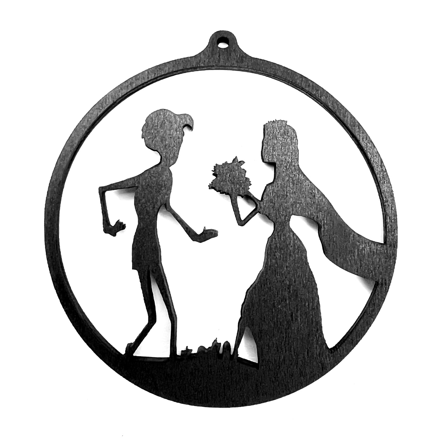 Corpse Bride Gothic Christmas / Holiday Tree Ornament - Black Stained Wood