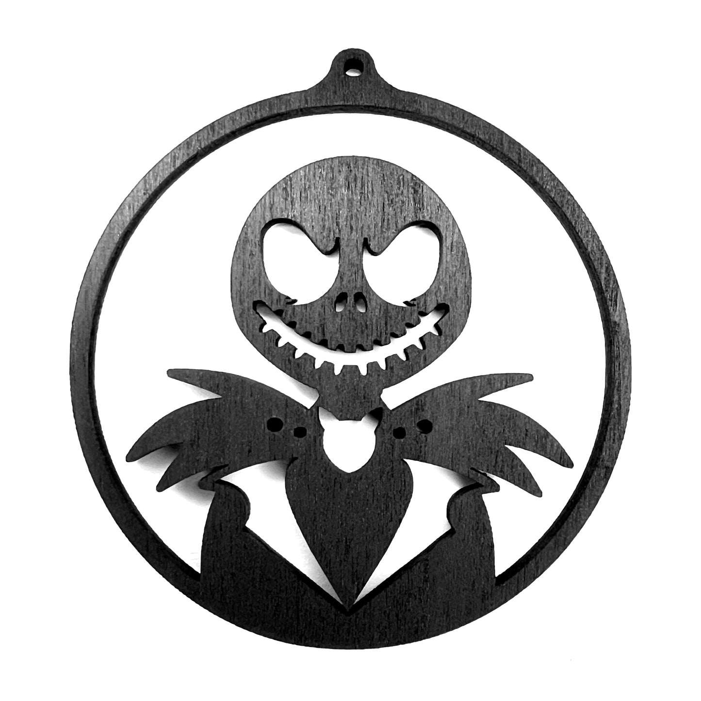 Jack Skellington Gothic Christmas / Holiday Tree Ornament - Black Stained Wood