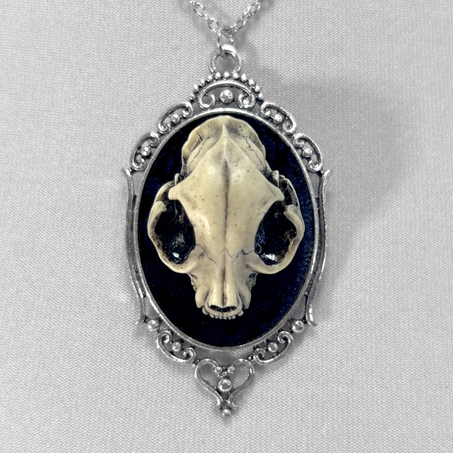 Resin Cat Skull Necklace