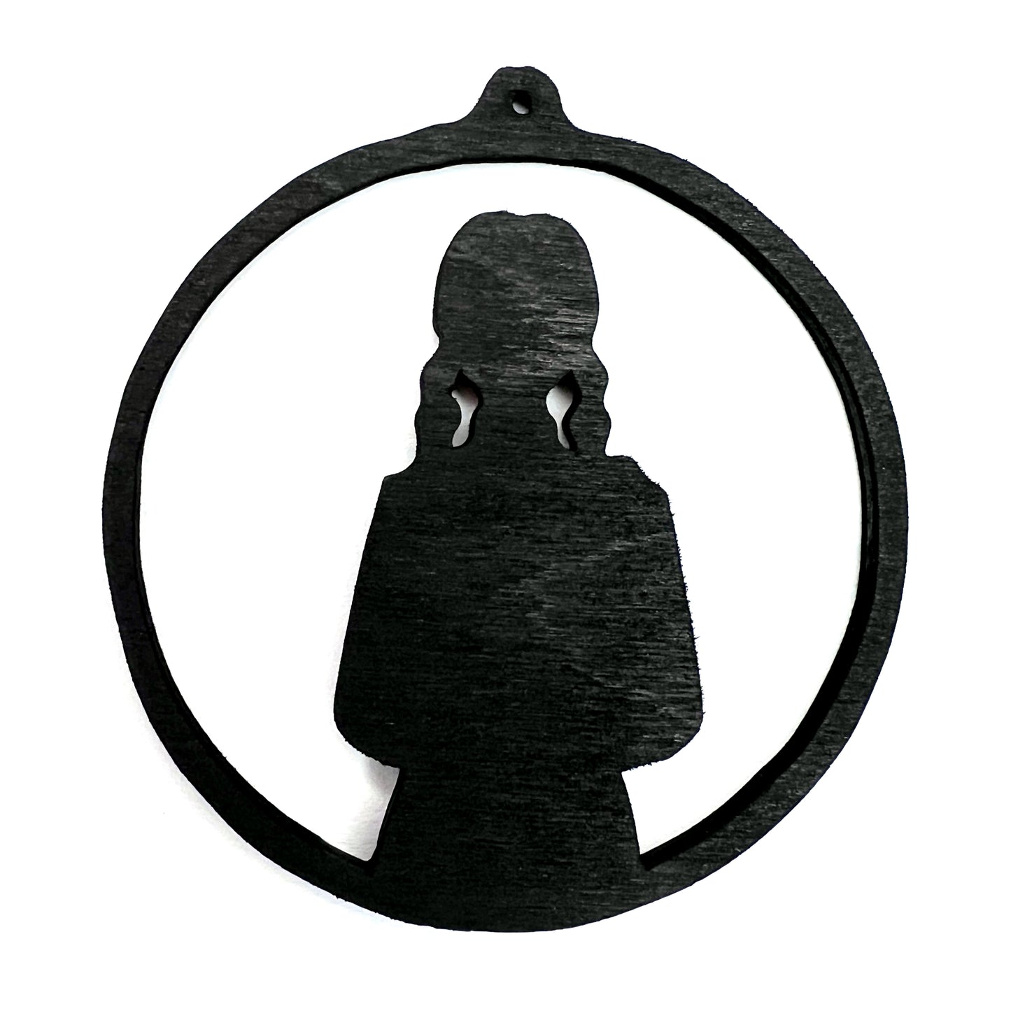 Wednesday Addams Gothic Christmas / Holiday Tree Ornament - Black Stained Wood