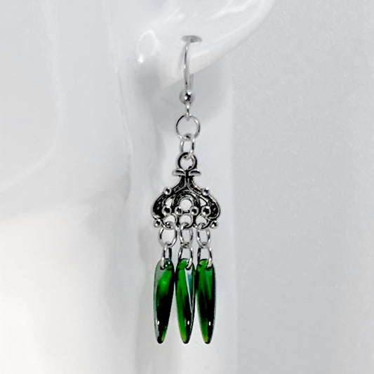 Czech Glass Chandelier Earrings in Various Colors