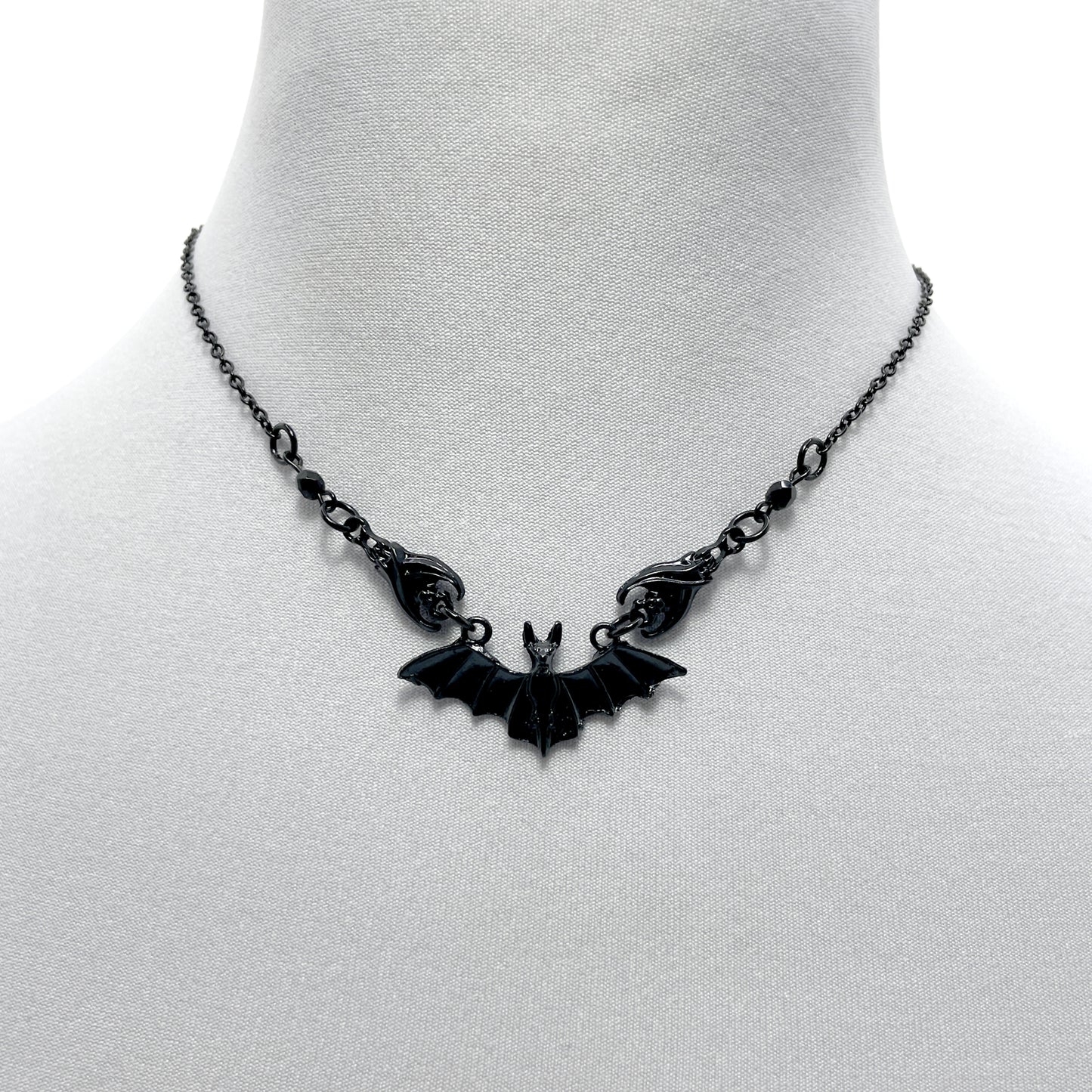Black Three Bat Gothic Necklace