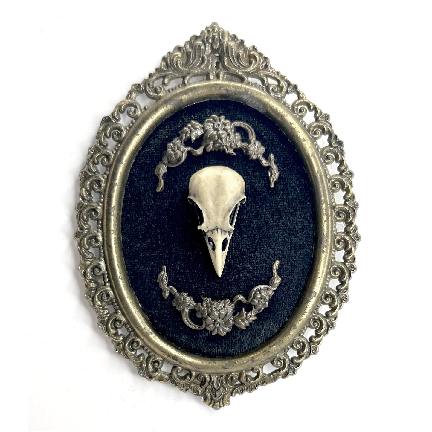 Resin Bird Skull Antique Framed Gothic Home Deco