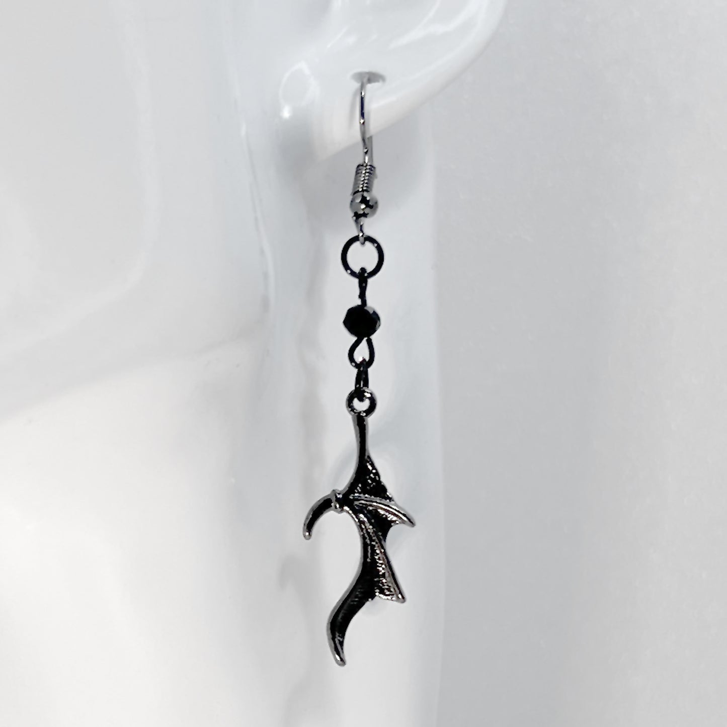 Bat Wing and Bead Earrings