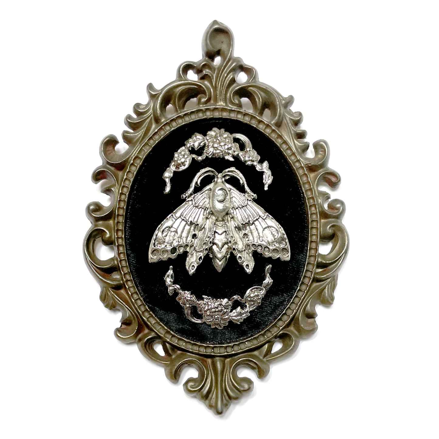 Death Head Moth on Black Antique Framed Gothic Home Deco