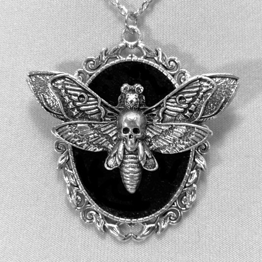 Large Luna Moth on Black Velvet Necklace