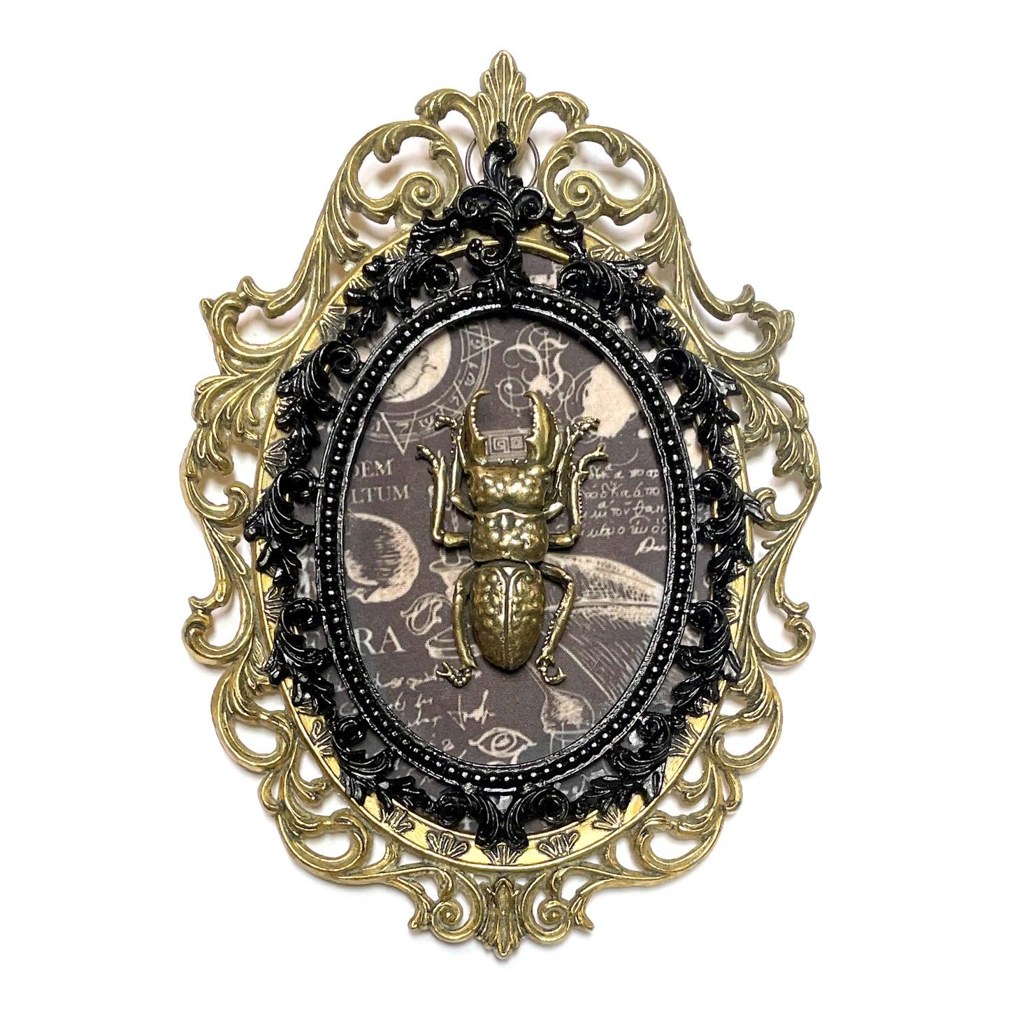 Large Brass Bug Antique Framed Gothic Home Deco