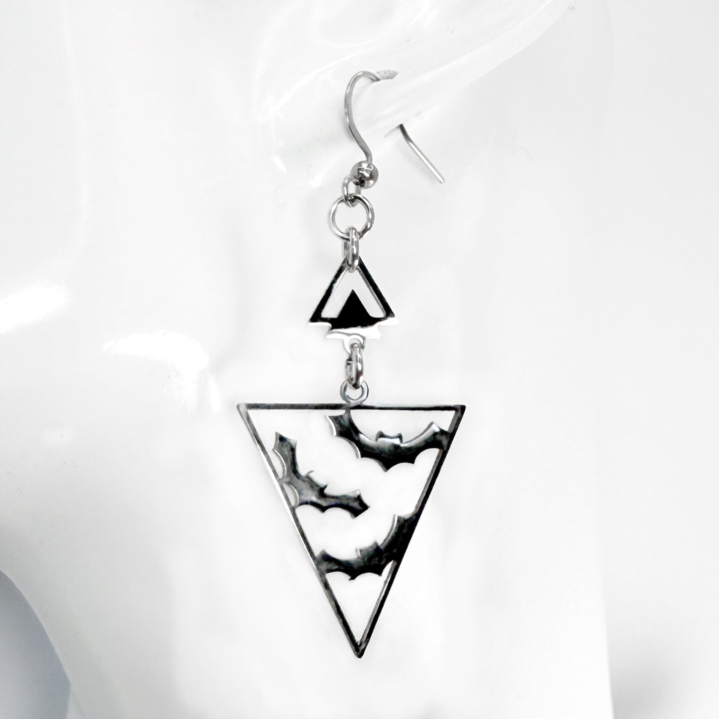 Flying Bats Triangle Earrings