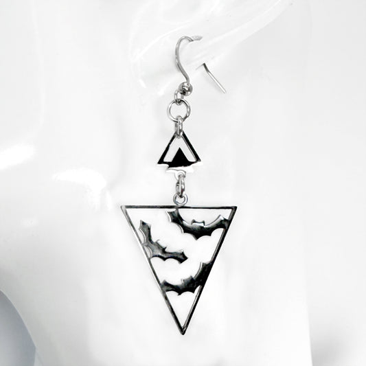 Flying Bats Triangle Earrings