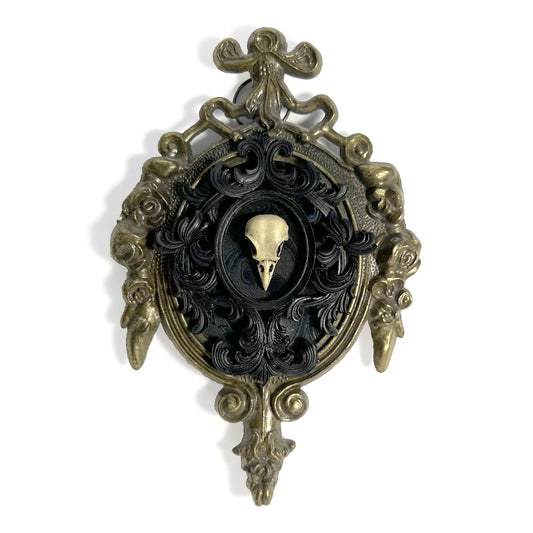 Small Resin Bird Skull on Black Antique Framed Home Deco