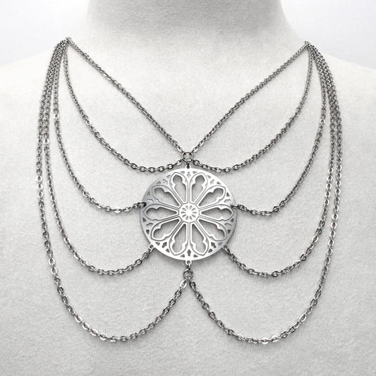 Gothic Rose Window Multistrand Necklace